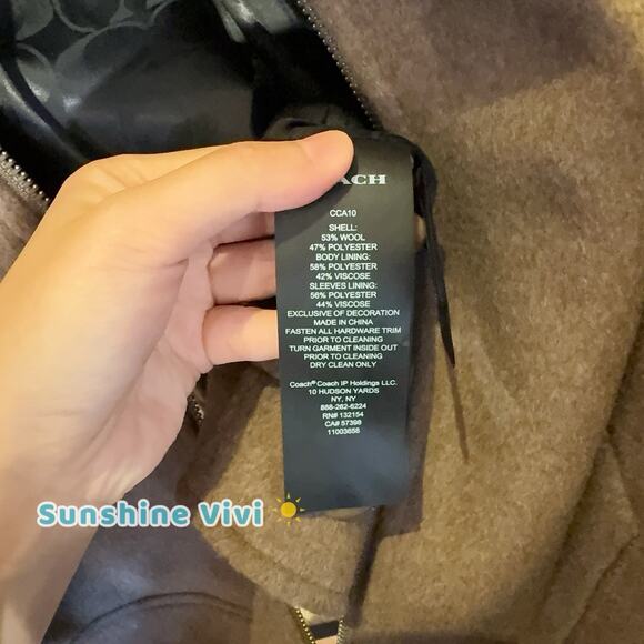 NWT Coach Women's Zip Front Wool Jacket Teddy Bear CAA10 Large - Picture 8 of 12